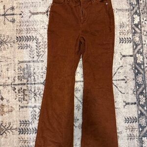 Dark Orange Red Old Navy High Rise Flare Corduroy Pants